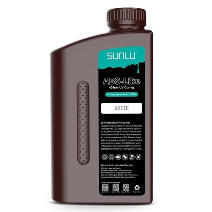 Rasina 3D, Sunlu ABS Like, 1kg, Alb, pentru imprimanta 3D