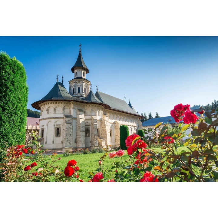 Set de broderie Goblen cu Diamante 5D, piese patrate din rasina, panza adeziva pe rama lemn, 40x50 cm, Manastirea Putna, GBN-486