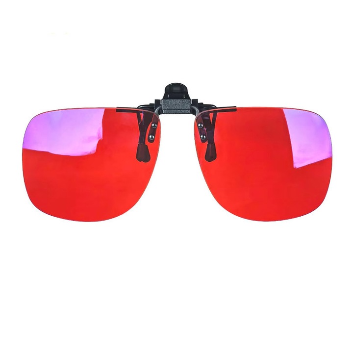 Ochelari anti-lumina albastra SHINU C6, lentile clip-on rosii, forma mare, pentru somn