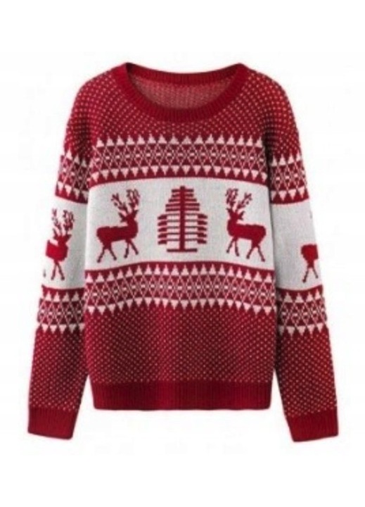 Karácsonyi pulóver, M-es, női, univerzális méret, 100% akril, piros, akril, teljes hossz: 64 cm, mellbőség: 104 cm, ujjhossz: 61 cm
