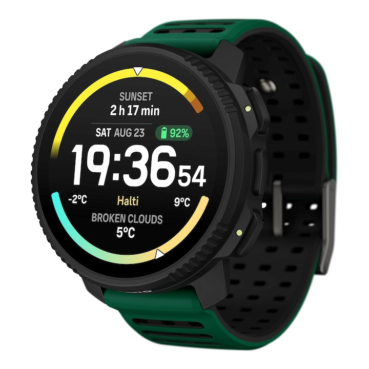 Ceas sportiv Suunto Vertical 2, 115 moduri sport, GPS, verde, 100m impermeabil