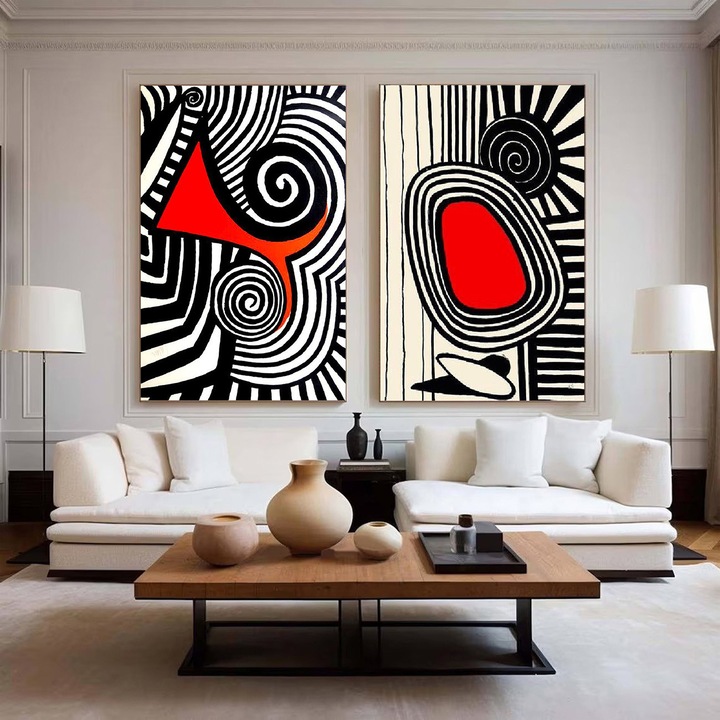 Set 2 Tablouri Abstracte - Accente Vizuale - 50 x 70 cm x 2, tablouri abstracte premium, decor pentru living, dormitor sau hol, cadou inspirat, tablou modern, sasiu lemn, Vizio Tablouri Canvas®