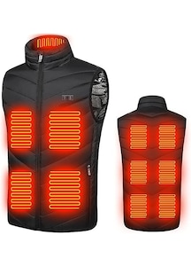 Vesta electrica incalzita pentru barbati, SANITAYAKI, 15 zone de incalzire, USB reincarabila, neagra XL