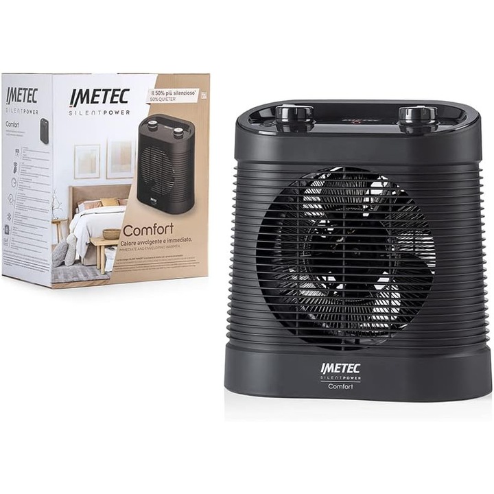 Aeroterma, Imetec, 2100 W, Negru, compactă, transportabilă