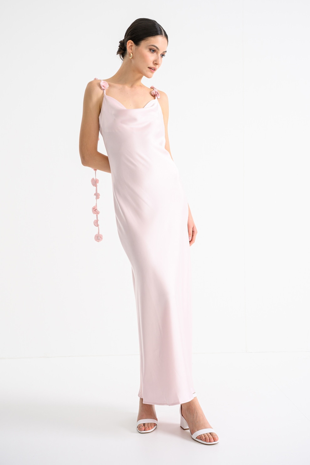 Gina Tricot, Rochie furou cu aplicatii florale 3D, Roz pal, 38