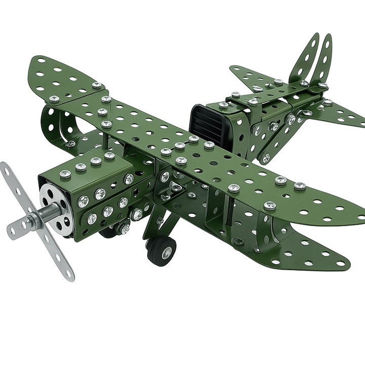 КОМПЛЕКТ ЗА МЕТАЛНИ КОНСТРУКЦИИ STEM ЗА ДЕЦА – Комплект за изграждане на изтребител с 252 части и инструменти – Инженерна играчка за деца на възраст 8+ години