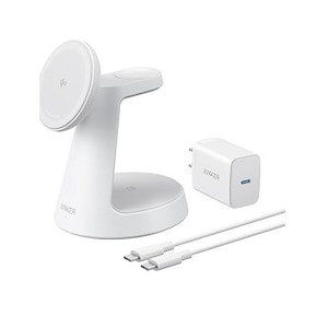 Incarcator wireless magnetic Anker MagGo 3-in-1 MagSafe Qi2 15W Alb (incarcator si cablu inclus)