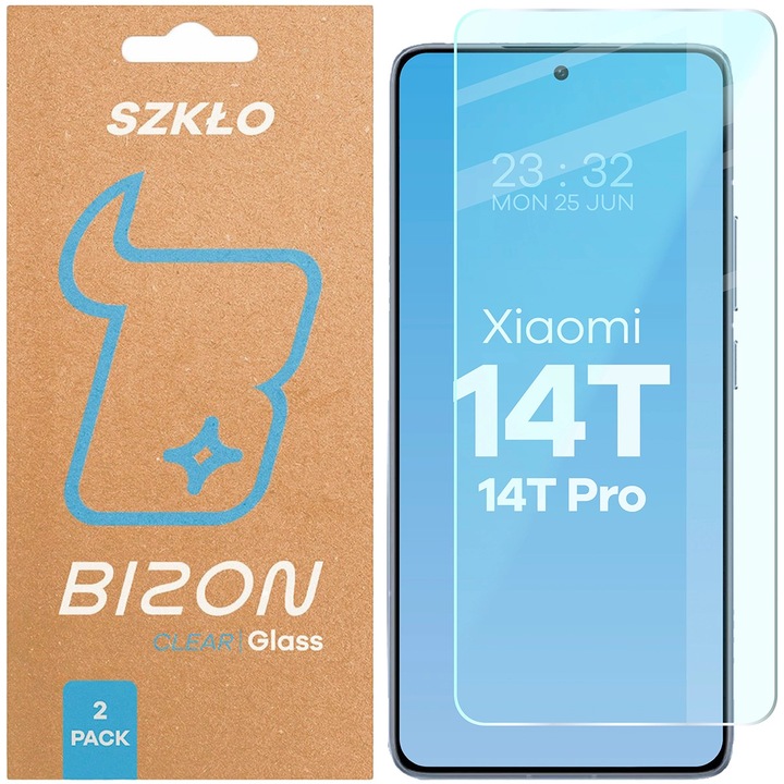 Стъклен протектор, Bizon Glass Clear Duo за Xiaomi 14T / 14T Pro, 2 броя