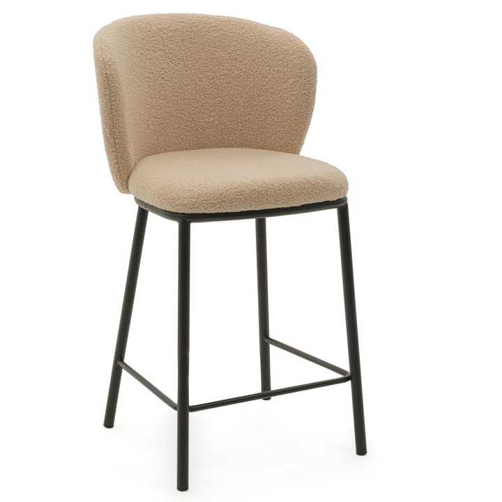 scaun tapitat boucle teddy pentru living, sufragerie, scaun de bar modern BARI