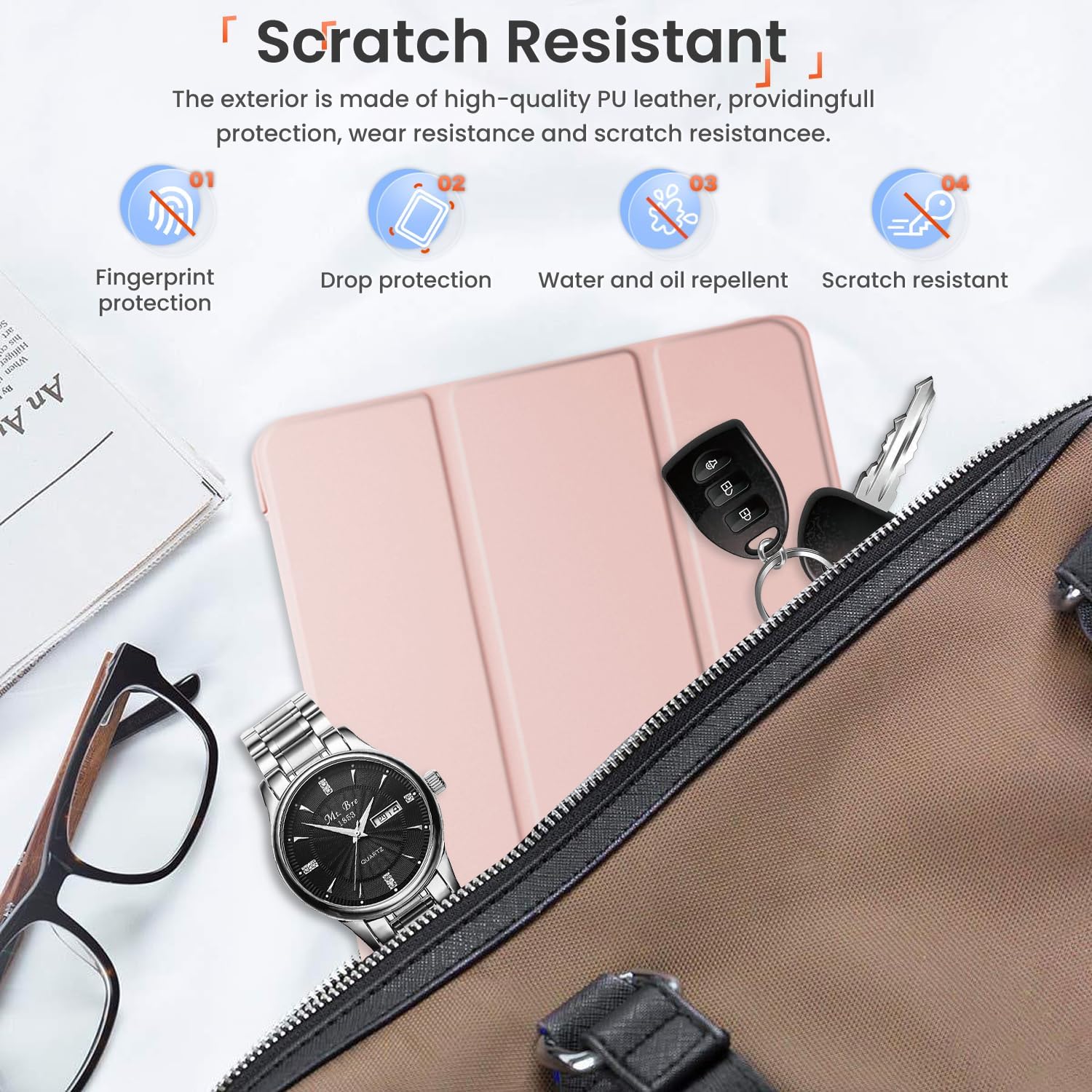 Husa Sigloo pentru tableta Xiaomi Redmi Pad SE 8.7" (2024) – Slim, Tri-Fold Magnetic, Piele Ecologica, Antisoc, Stand Reglabil, – Roz