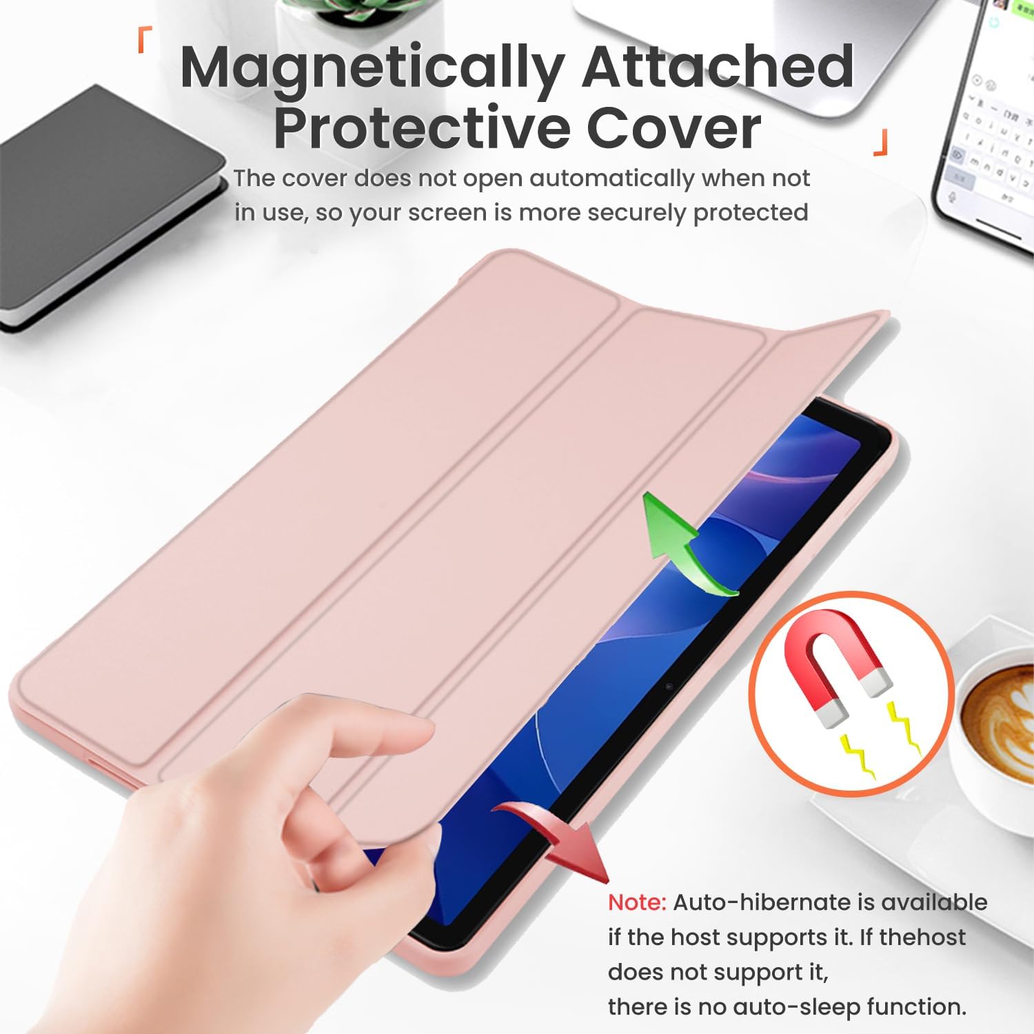 Husa Sigloo pentru tableta Xiaomi Redmi Pad SE 8.7" (2024) – Slim, Tri-Fold Magnetic, Piele Ecologica, Antisoc, Stand Reglabil, – Roz