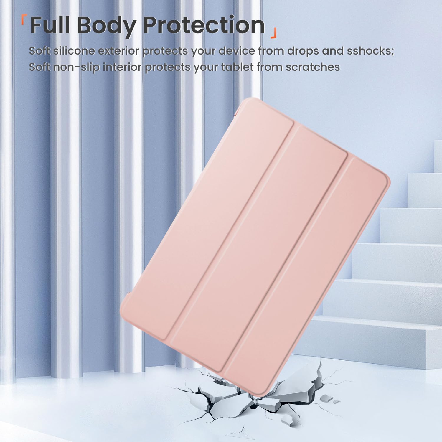 Husa Sigloo pentru tableta Xiaomi Redmi Pad SE 8.7" (2024) – Slim, Tri-Fold Magnetic, Piele Ecologica, Antisoc, Stand Reglabil, – Roz