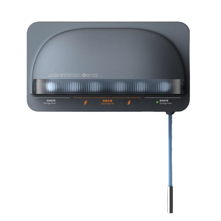 Sterilizator periute de dinti Oclean S1, 0.7W, eficienta 99.9%, autonomie 20 zile, USB-C, gri, 5.67x6.67x12.07cm