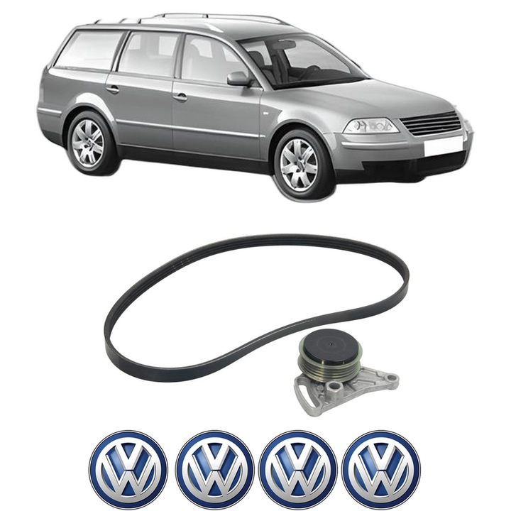 Set curea accesorii pentru transmisie Volkswagen PASSAT B5.5 Variant (3B6) 1.9 TDI 4motion din 2000-2005, Auto, INA, 4x Stickere auto cu Volkswagen