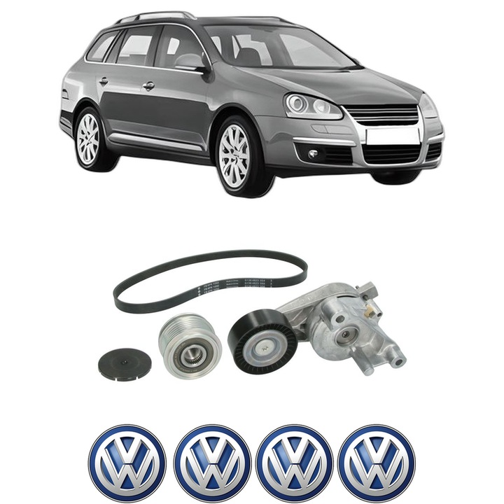 Set curea accesorii pentru transmisie Volkswagen GOLF V Variant (1K5) 2.0 TDI din 2007-2009, Auto, INA, 4x Stickere auto cu Volkswagen