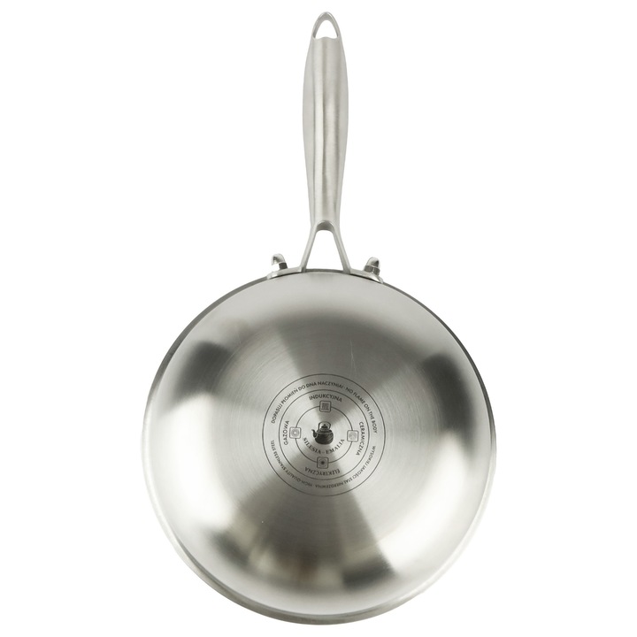 Tigaie inox Silesia Emalia Estera 20 cm, maner ergonomic, compatibila inductie, argintie