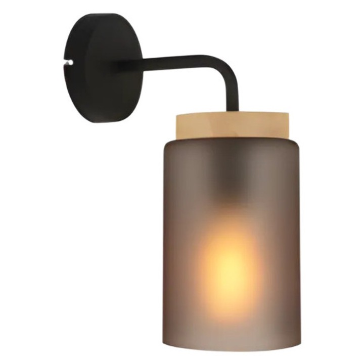 Аплик за стена, Toolight, APP1814-1W, Черен Сив, Зависи от крушката, E27