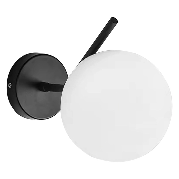 Аплик за стена, Toolight, G099-1W, Черно-бял, Зависи от крушката, E27