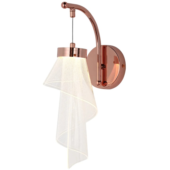 LED fali lámpa, Toolight, APP1766-1W, Rose gold, Semleges, 10W, Beépített LED forrás