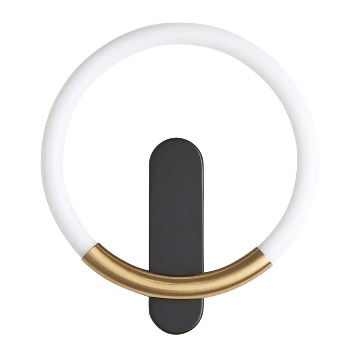 Aplica de perete LED, Toolight, LHJ068-W, Negru Gold brush, Calda, 7W, 3000K, Sursa LED incorporata