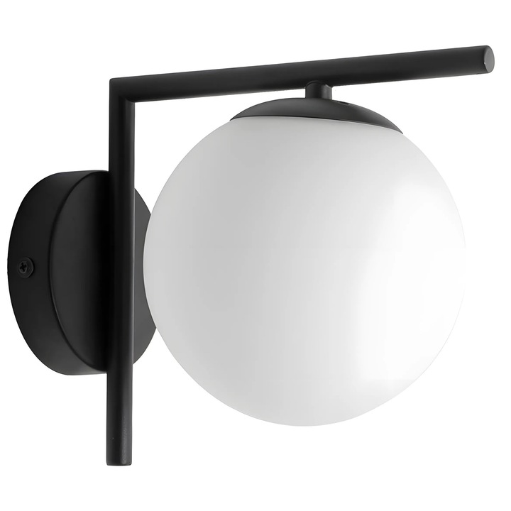 Аплик за стена, Toolight, G101-1W, Черно-бял, Зависи от крушката, E27