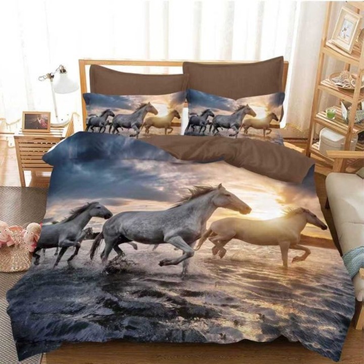 Dupla ágynemű garnitúra, 6 részes, szatén pamut, 220 x 230 cm, Q2A-57, többszínű, Casa de Vis Online