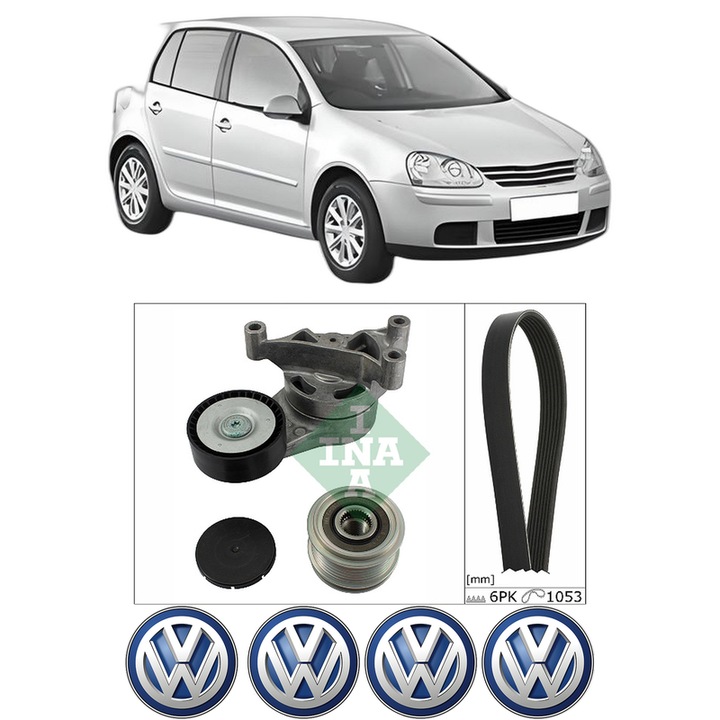 Set curea accesorii pentru transmisie Volkswagen GOLF V (1K1) 2.0 GTI din 2004-2009, Auto, INA, 4x Stickere auto cu Volkswagen