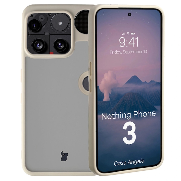 Husa, Bizon Case Angelo pentru Nothing Phone (3), Translucid cu rama bej