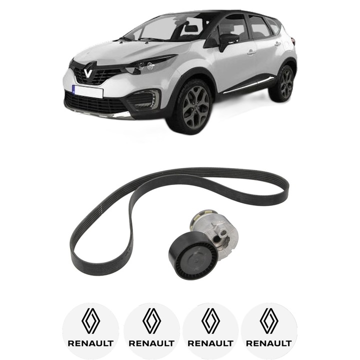 Set curea accesorii pentru transmisie RENAULT CAPTUR I (J5_, H5_) 0.9 TCe 90 din 2013, Auto, INA, 4x Stickere auto cu RENAULT