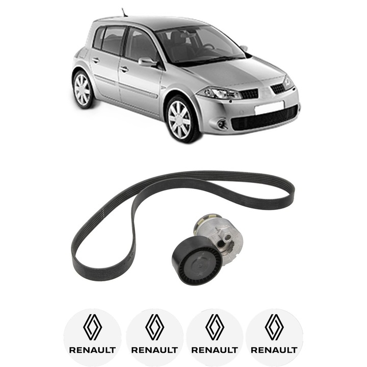 Set curea accesorii pentru transmisie RENAULT MEGANE II (BM0/1_, CM0/1_) 1.5 dCi (BM02, BM13, BM2A, CM02, CM13) din 2003-2008, Auto, INA, 4x Stickere auto cu RENAULT