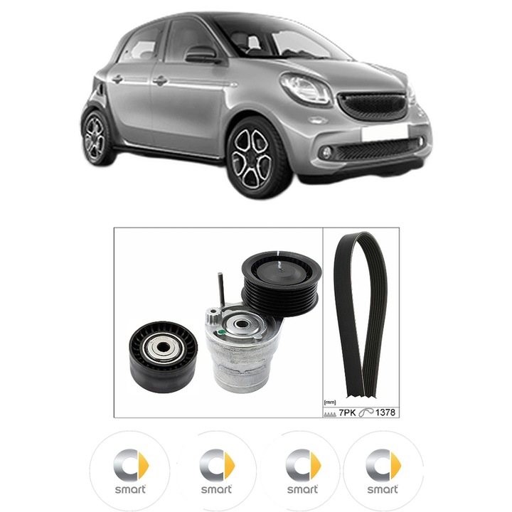 Set curea accesorii pentru transmisie SMART FORFOUR Hatchback (453) 1.0 (453.041) din 2014, Auto, INA, 4x Stickere auto cu SMART