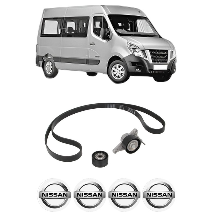 Set curea accesorii pentru transmisie NISSAN NV400 Bus (X62, X62B) dCi 170 din 2015, Auto, INA, 4x Stickere auto cu NISSAN