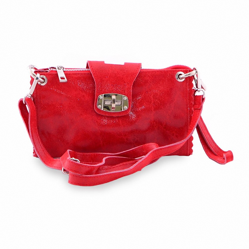 Geanta casual Red Star, de dama, piele naturala, culoare rosie