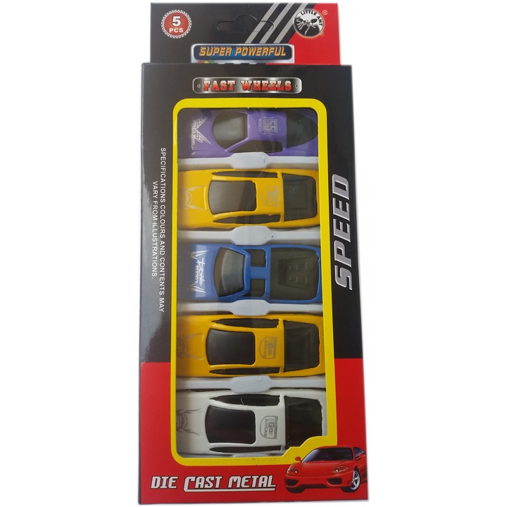 Комплект Метални коли Kristaltoys Super powerful, 5 части
