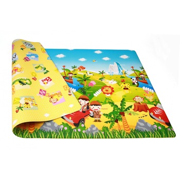Covor pentru copii, educativ, premium, Animale in Jungla (Safari), cu 2 fete, 230x140x15 Covor pentru copii, educativ, premium, Animale in Jungla (Safari), cu 2 fete, 230x140x15