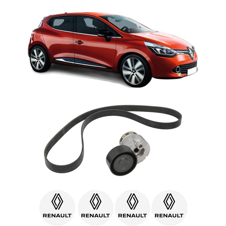 Set curea accesorii pentru transmisie RENAULT CLIO IV Grandtour (KH_) 0.9 TCe 90 din 2013-2021, Auto, INA, 4x Stickere auto cu RENAULT