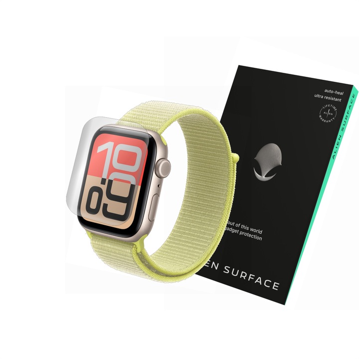 Védőfólia, kompatibilis az Apple Watch SE 3 órával, 40 mm, képernyővédő 1+2 tartalék, Alien Surface
