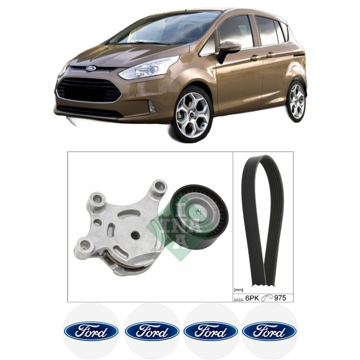 FORD B-MAX (JK) 1.6 TDCi 2012-es segédhajtószíj készlet, Autó, INA, 4x FORD autós matrica