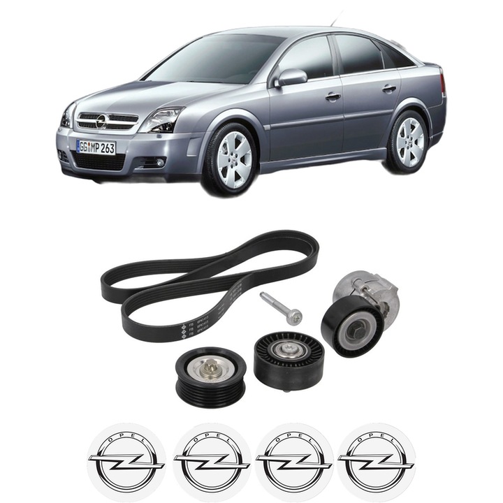 Set curea accesorii pentru transmisie OPEL VECTRA C GTS (Z02) 1.9 CDTI (F68) din 2004-2009, Auto, INA, 4x Stickere auto cu OPEL