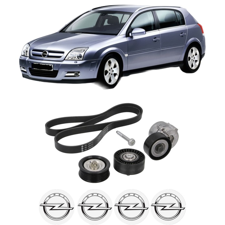 Set curea accesorii pentru transmisie OPEL SIGNUM Hatchback (Z03) 1.9 CDTI (F48) din 2004-2008, Auto, INA, 4x Stickere auto cu OPEL