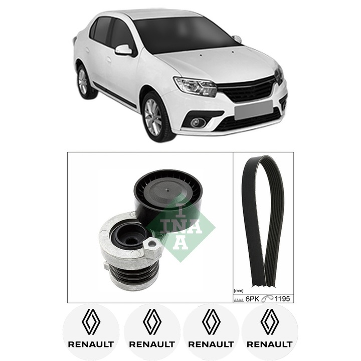 Set curea accesorii pentru transmisie RENAULT THALIA III (L8_) 1.5 dCi din 2013, Auto, INA, 4x Stickere auto cu RENAULT