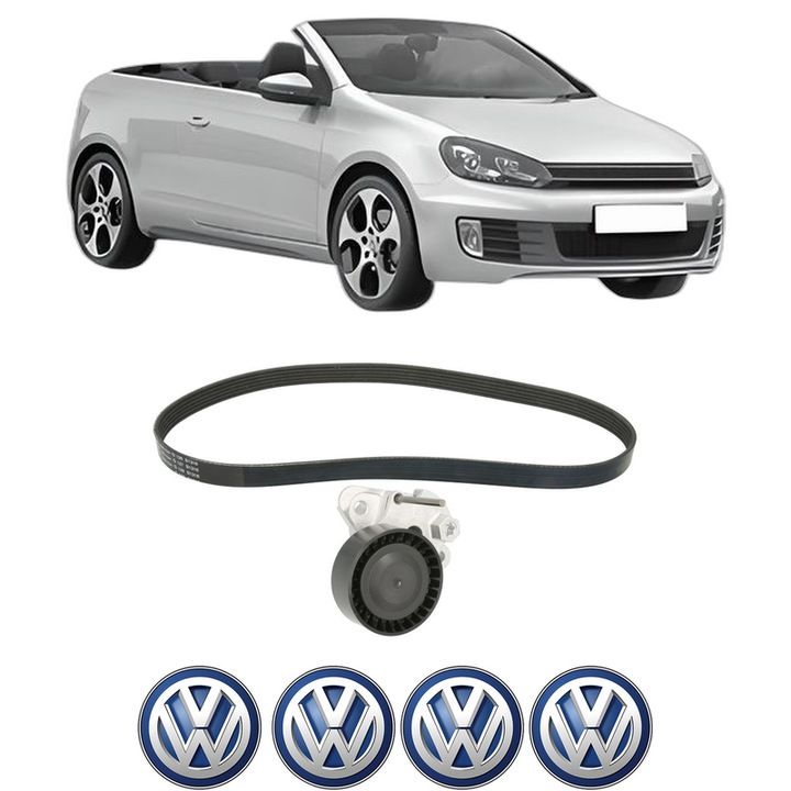 Set curea accesorii pentru transmisie Volkswagen GOLF VI Convertible (517) 1.2 TSI 16V din 2013-2016, Auto, INA, 4x Stickere auto cu Volkswagen