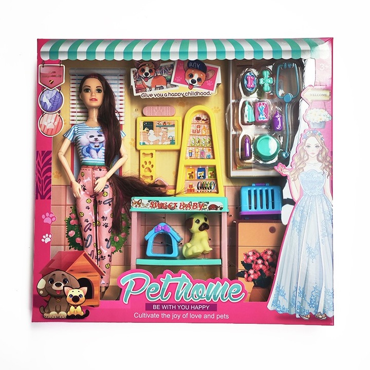 Set papusa si catelus Mixbo, cu accesorii, 30 cm, 3 ani+, multicolor