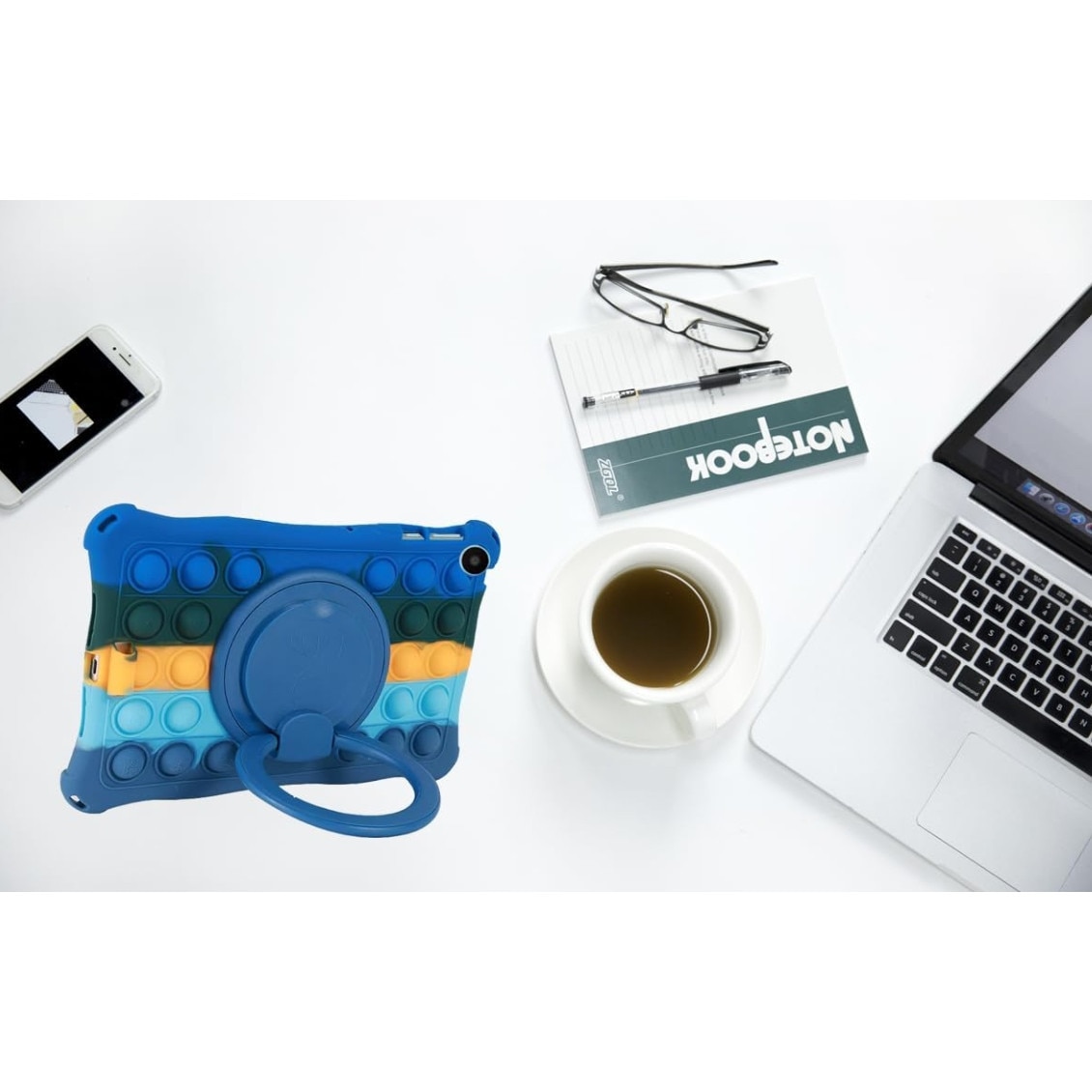 Husa de protectie pentru tableta, ZYNORO®, Compatibil cu Lenovo Tab M9, Protectie anti-soc, Dispozitiv de reducere a presiunii, Suport rotativ 360°, cu curea de agatat si stylus, Silicon, Albastru