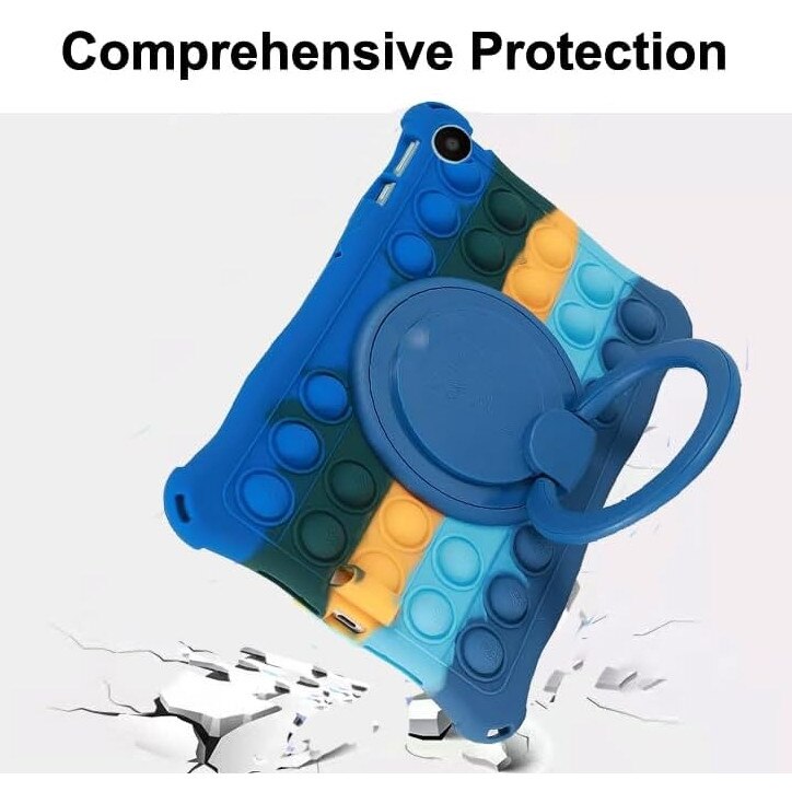 Husa de protectie pentru tableta, ZYNORO®, Compatibil cu Lenovo Tab M9, Protectie anti-soc, Dispozitiv de reducere a presiunii, Suport rotativ 360°, cu curea de agatat si stylus, Silicon, Albastru