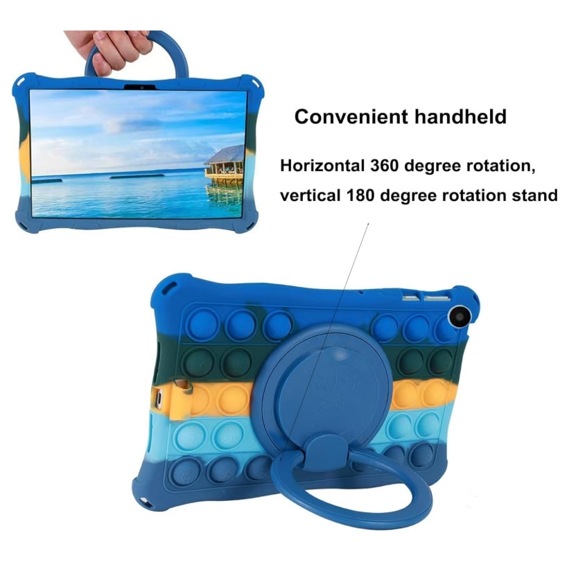 Husa de protectie pentru tableta, ZYNORO®, Compatibil cu Lenovo Tab M9, Protectie anti-soc, Dispozitiv de reducere a presiunii, Suport rotativ 360°, cu curea de agatat si stylus, Silicon, Albastru