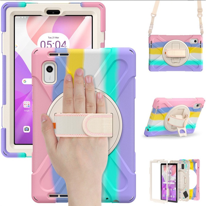 Защитен калъф ZYNORO, Многоцветен, 8.7 инча, Удароустойчив, Въртяща се стойка