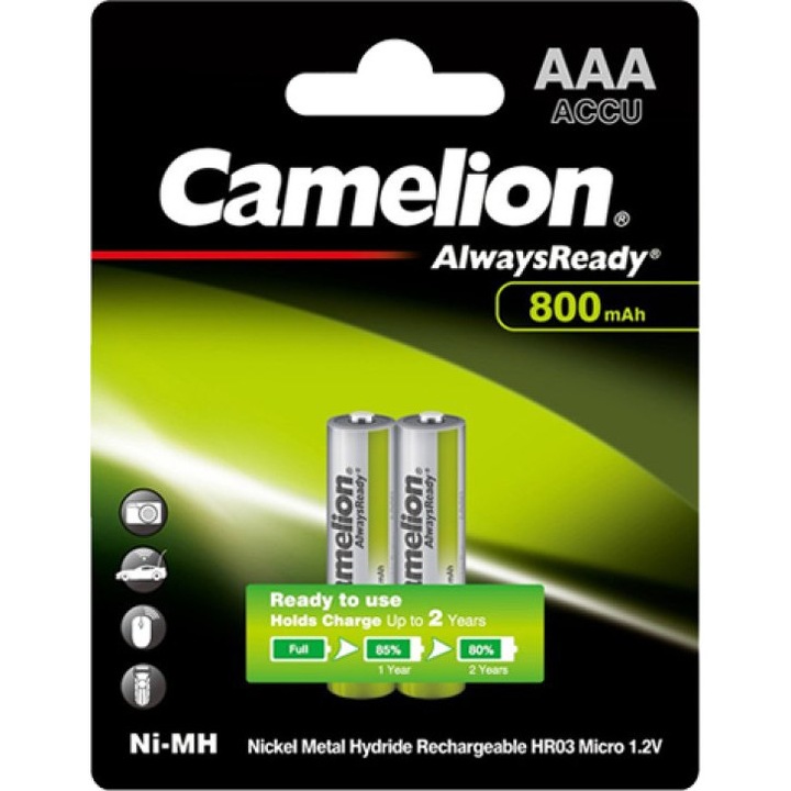 Baterii AAA Camelion Always Ready 1,2V 800 mAh, set 2 bucati