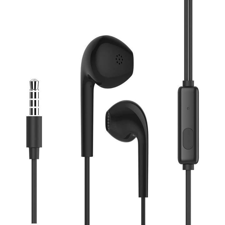 Casti cu fir Celebrat G12, 14.2mm, 1.2m, negru, izolare a zgomotului, compatibile cu asistent vocal