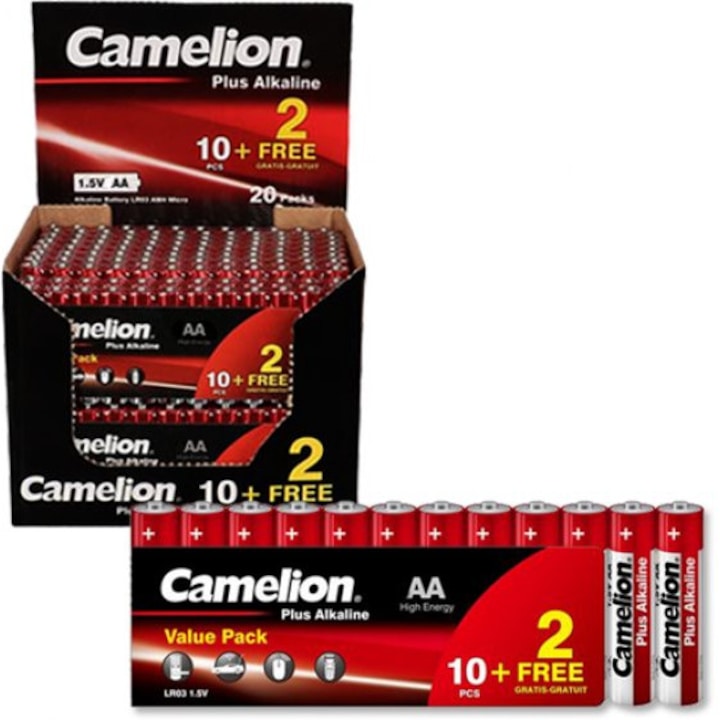 Baterii AA Camelion Plus Alkaline 1,5V set 12 bucati